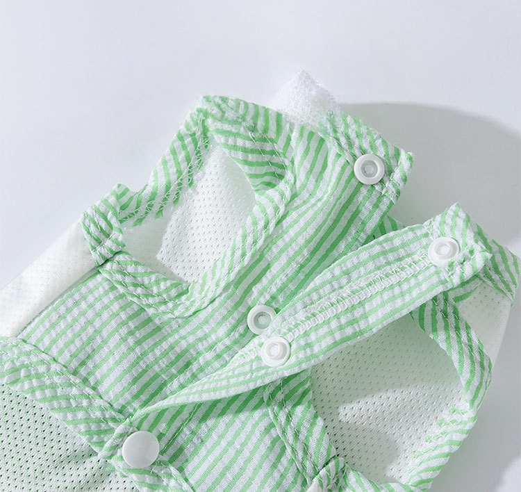 Pet Striped Summer Medical Uniform Recovery Suit with Matching Cap